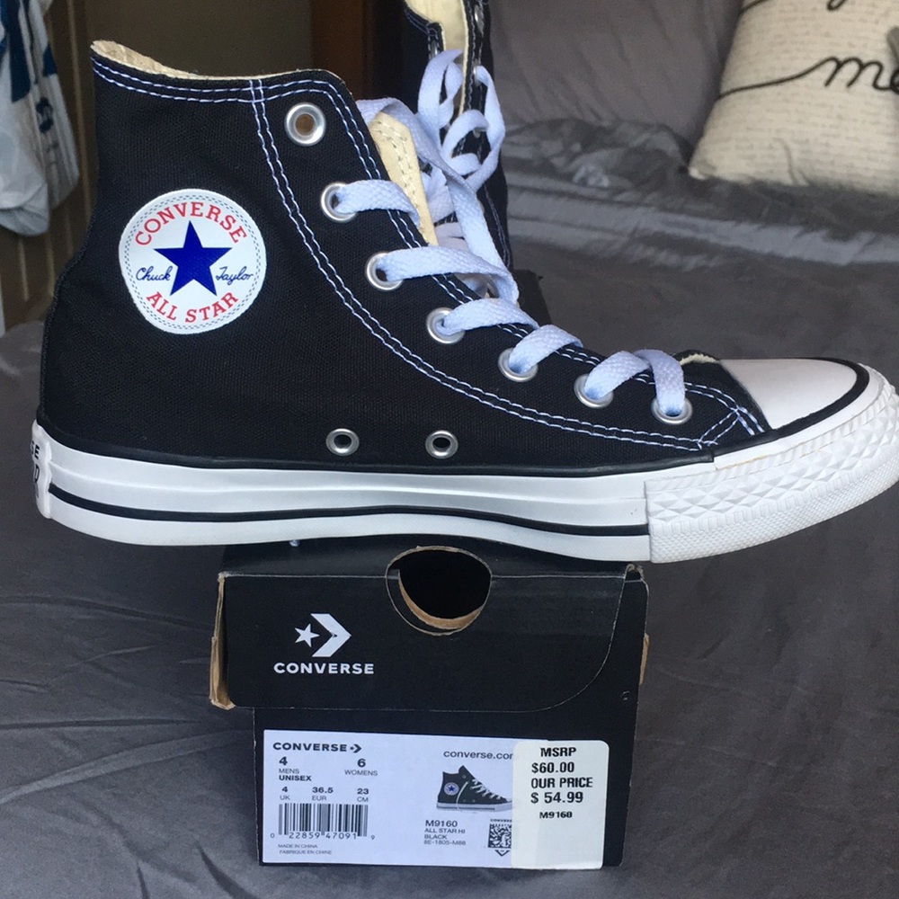 High top black converse Mens4 Womens6